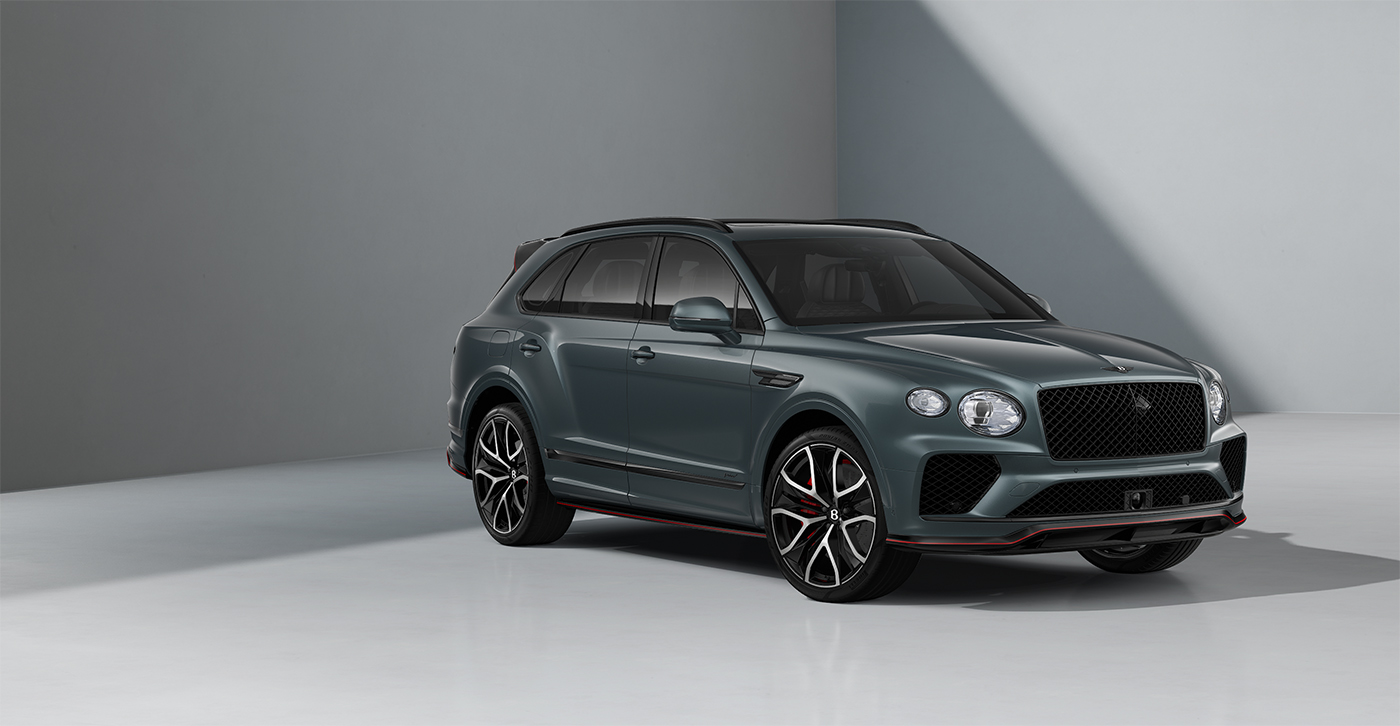 Bentley Hamburg Bentley Bentayga Speed SUV in Storm Grey Satin paint and 23" Black Painted and Bright Machined Wheels – front 3/4