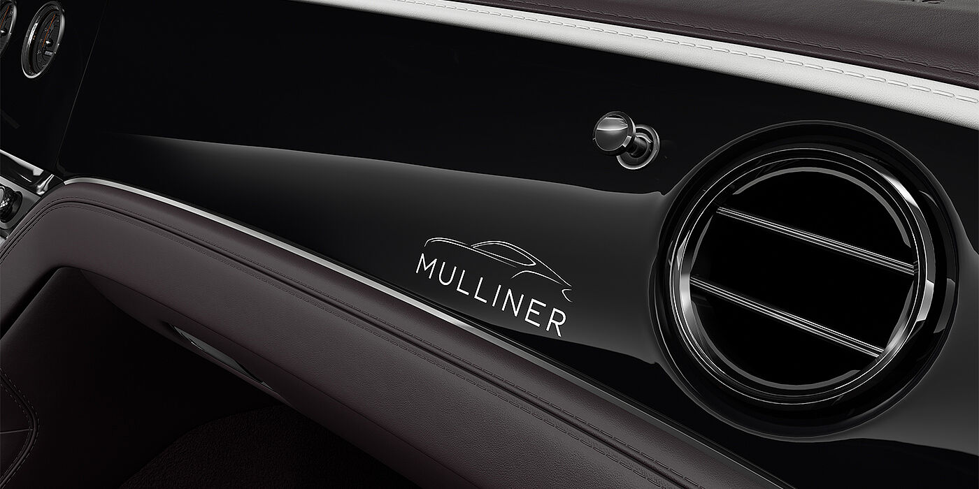 Bentley Hamburg Bentley Continental GT Mulliner coupe veneer detail in Grand Black with Mulliner badge