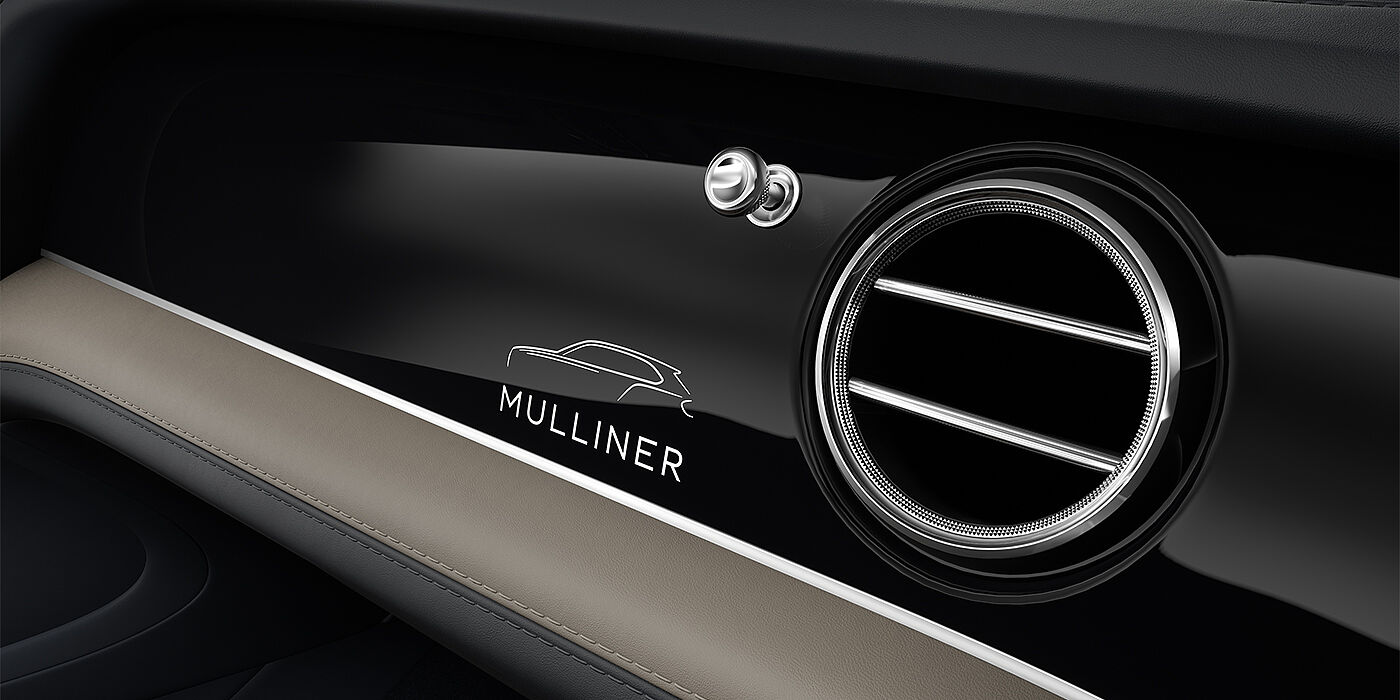 Bentley Hamburg Bentley Bentayga EWB Mulliner SUV veneer detail in Grand Black with Mulliner fascia badge