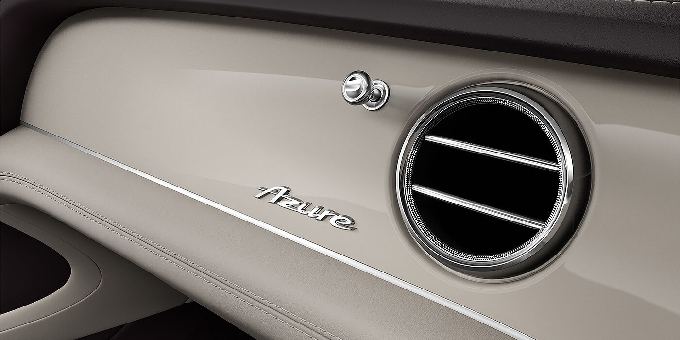 Bentley Hamburg Bentley Bentayga Azure SUV veneer detail in Piano Linen with Azure chrome fascia badge