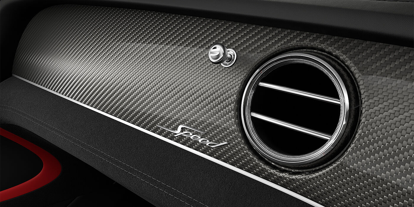 Bentley Hamburg Bentley Bentayga Speed SUV veneer detail in Carbon Fibre with Speed fascia badge