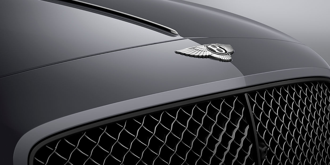 Bentley Hamburg Bentley Flying Spur S Cambrian Grey colour, featuring Bentley insignia and assertive matrix front grillle