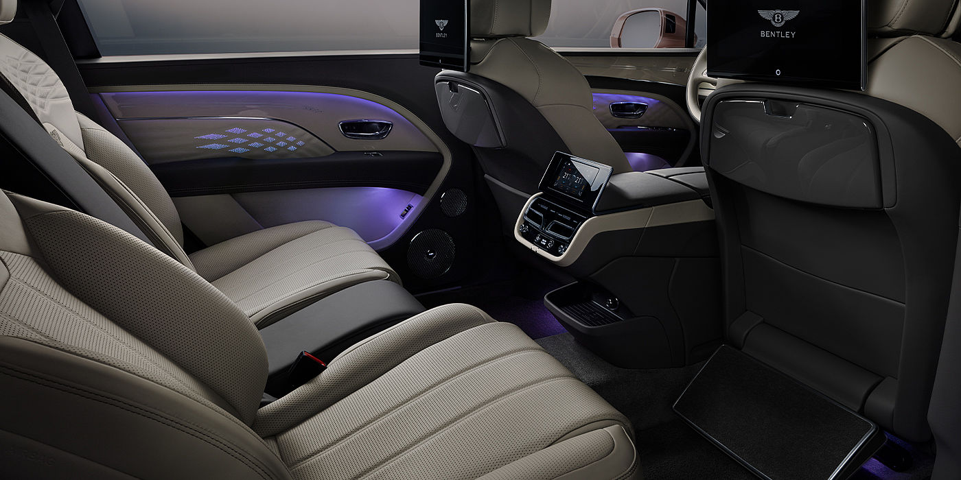 Bentley Hamburg Bentley Bentayga EWB Azure SUV rear interior with Bentley Diamond Illumination
