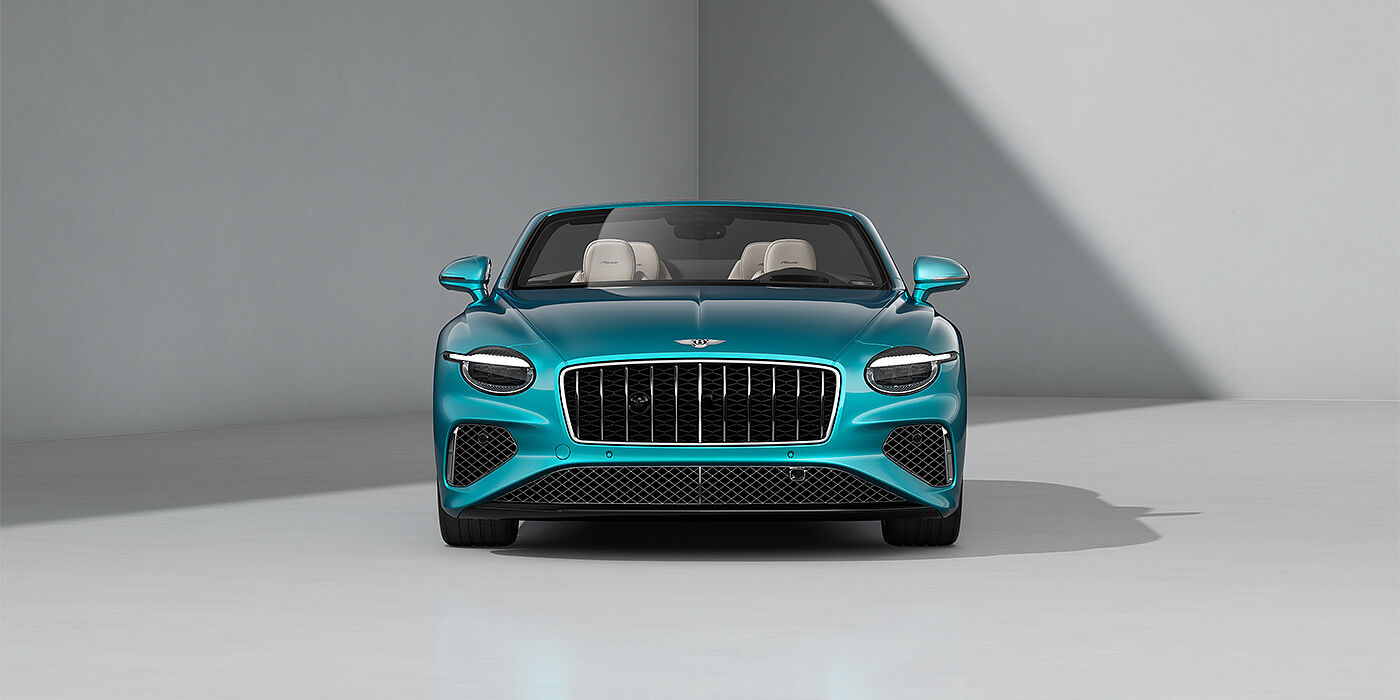 Bentley Hamburg Bentley Continental GTC Azure convertible in Topaz Blue paint and 22" Azure wheels - full front