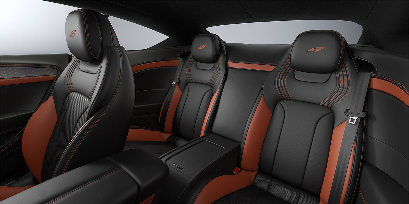 Bentley Hamburg Bentley Continental GT coupe rear interior in Newmarket Tan and Beluga black hides