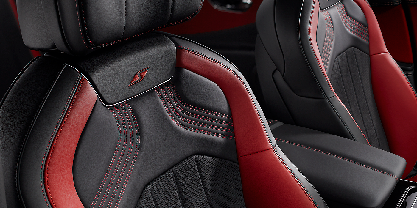 Bentley Hamburg Bentley Flying Spur S seat in Beluga black and \hotspur red hide with S emblem stitching
