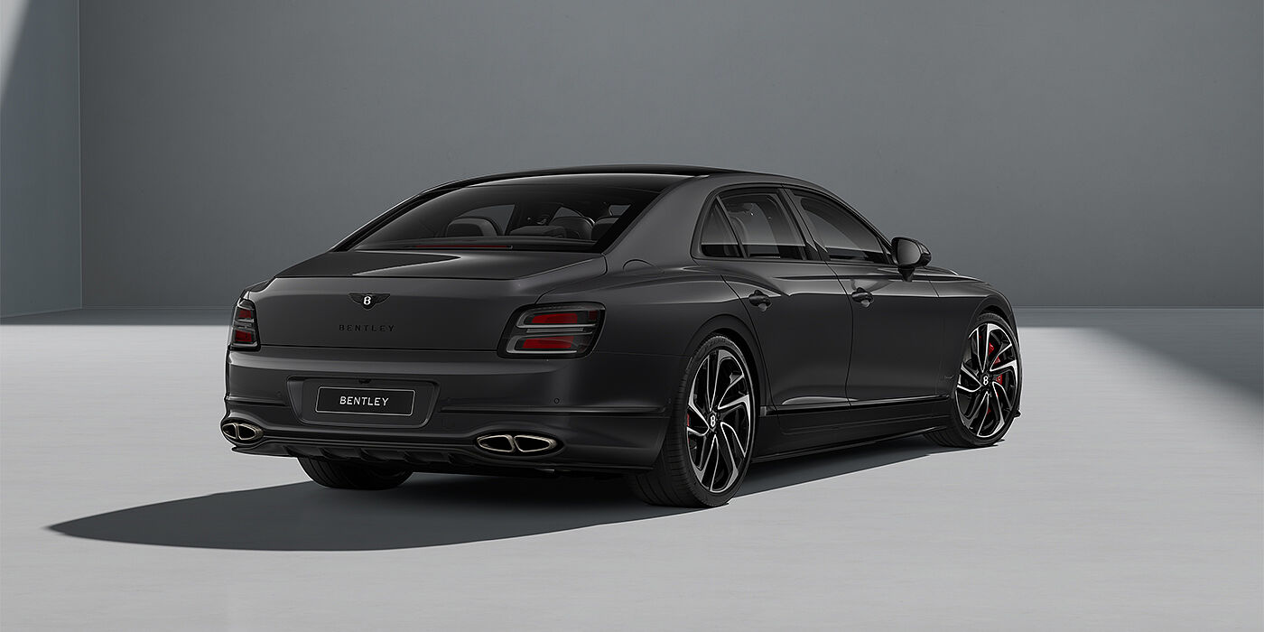 Bentley Hamburg New Bentley Flying Spur Speed sedan in Magnetic paint rear 3/4 with 22" Swept spoke Black & Machined wheels