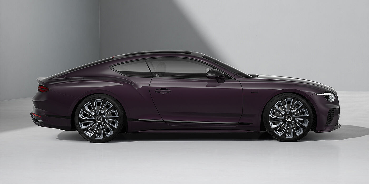 Bentley Hamburg Bentley Continental GT Mulliner coupe in Damson paint and 22" Mulliner wheels - profile 3/4