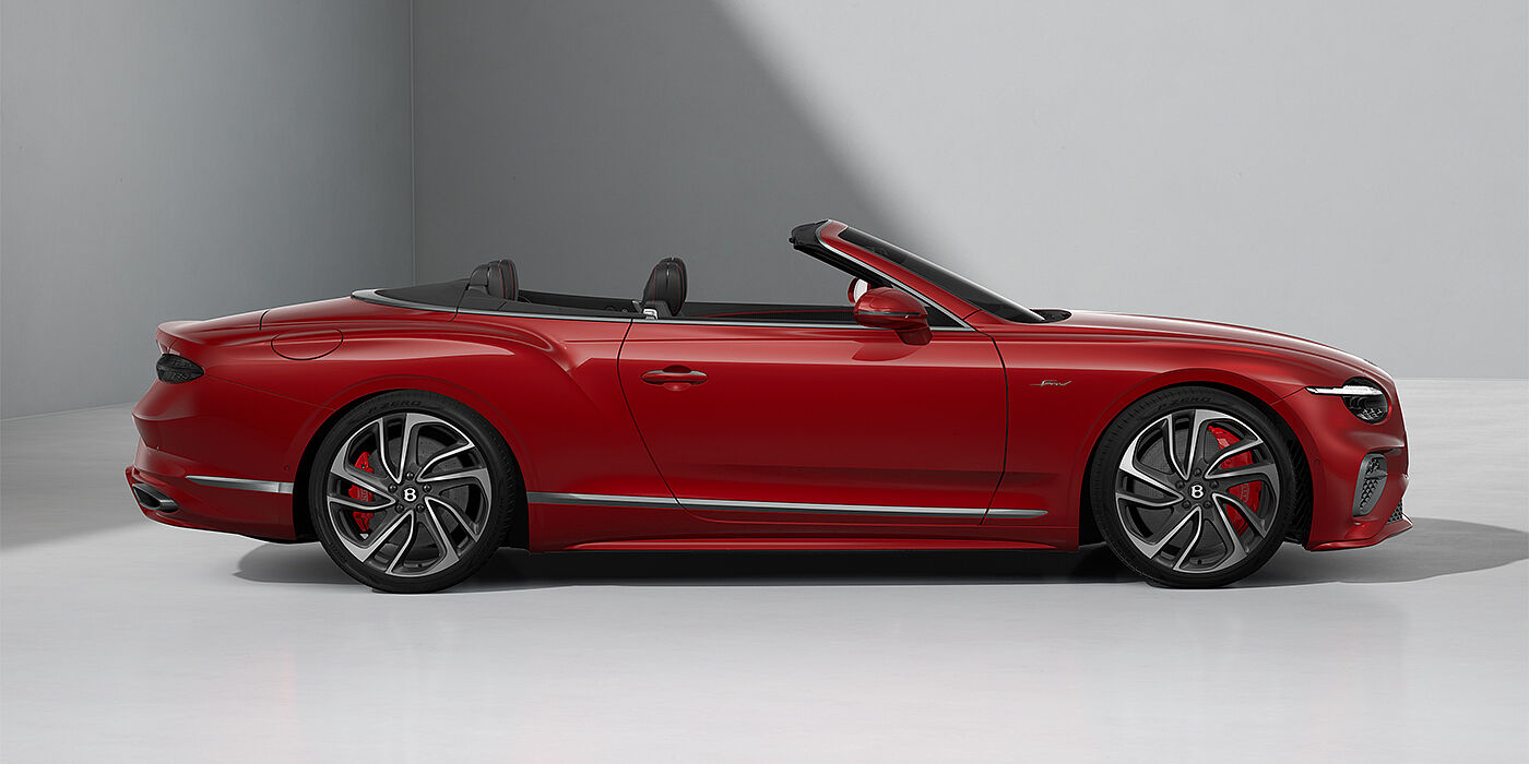 Bentley Hamburg Bentley Continental GTC Speed convertible in Dragon Red paint and 22" swept spoke wheels - profile