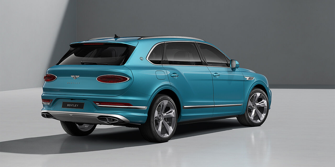 Bentley Hamburg Bentley Bentayga EWB SUV in Light Windsor Blue paint and 22" Five Spoke Directional Polished wheels - rear ¾