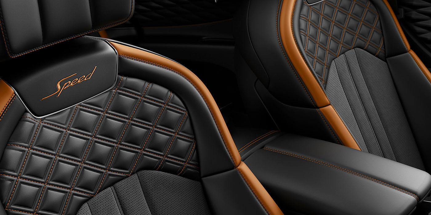 Bentley Hamburg Bentley Flying Spur Speed's front seats with detailed contrast stitching and Speed Emblems