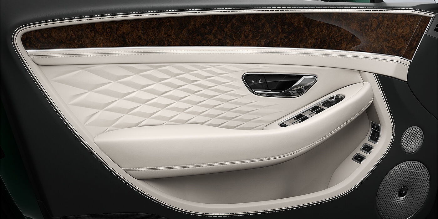 Bentley Hamburg Bentley Continental GT Azure door detail in Linen and Cumbrian Green hides