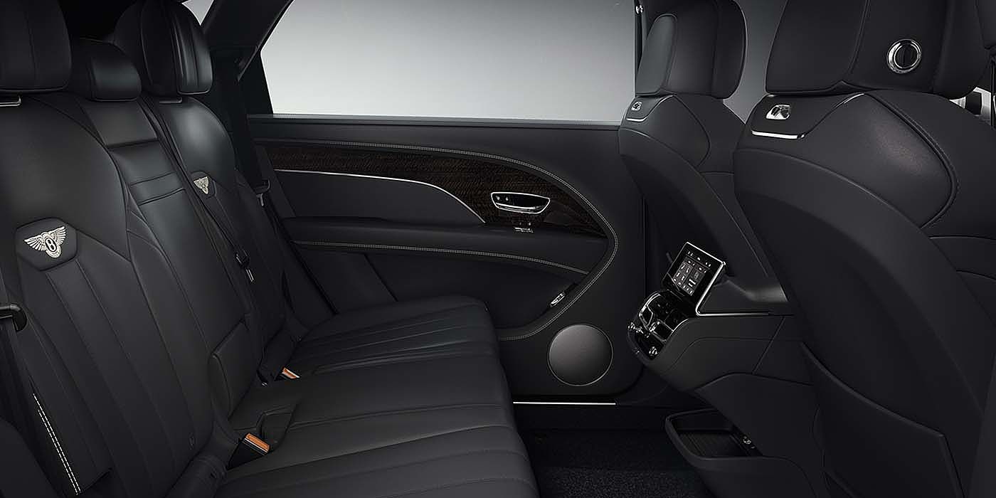 Bentley Hamburg Bentley Bentayga EWB SUV rear interior in Beluga black leather