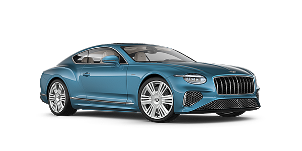 Bentley Hamburg New Bentley Continental GT Azure coupe front three quarter in Light Windsor Blue paint