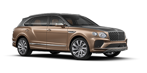 Bentley Hamburg Bentley Bentayga EWB Mulliner SUV in Magnetic and Rose Gold paint and 22" Mulliner wheels – front 3/4