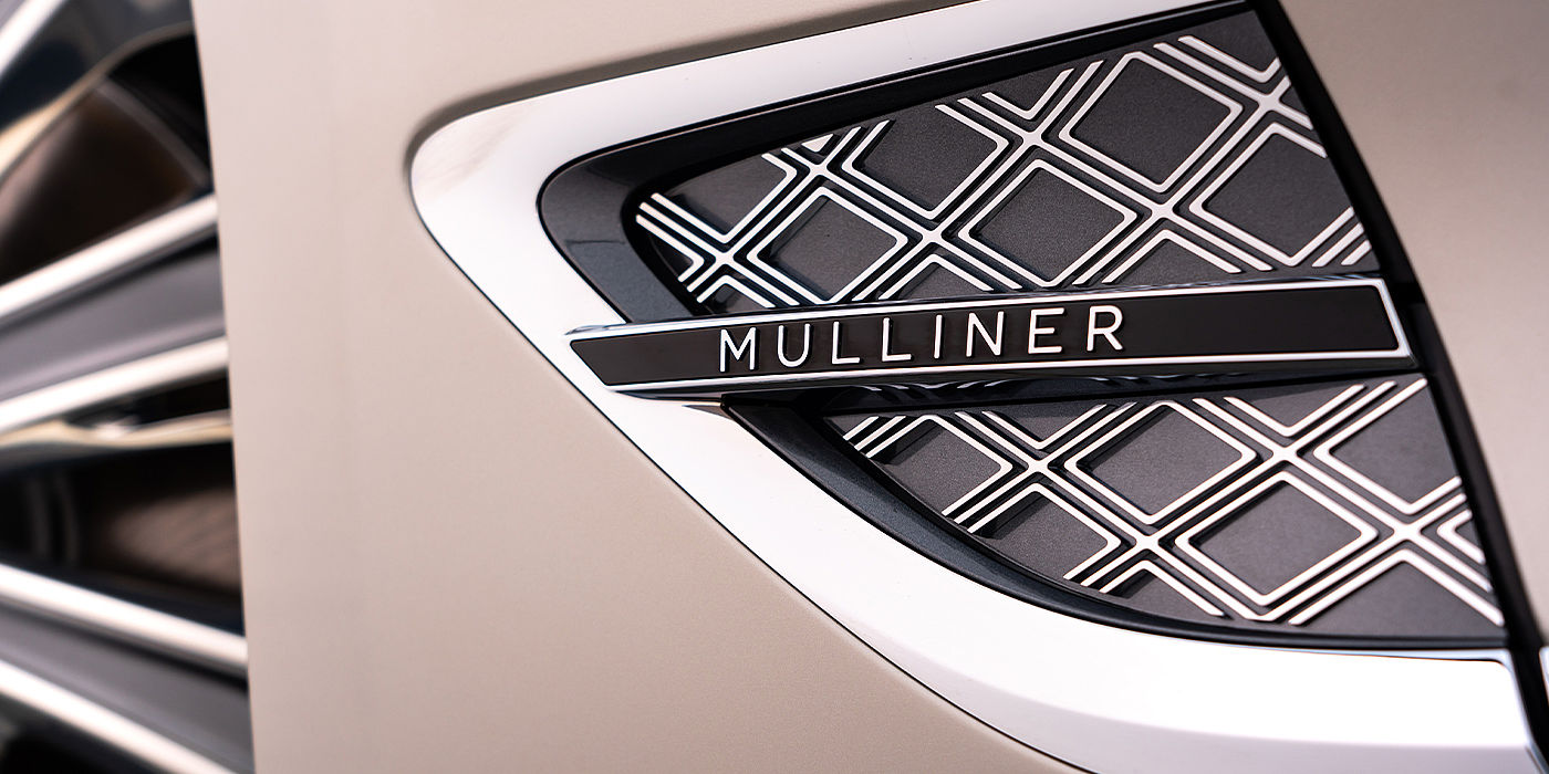 Bentley Hamburg Bentley Continental GT Mulliner coupe in White Sand paint Mulliner wing vent close up