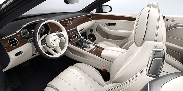 Bentley Hamburg Bentley Continental GTC convertible front interior in Linen and Imperial Blue hides