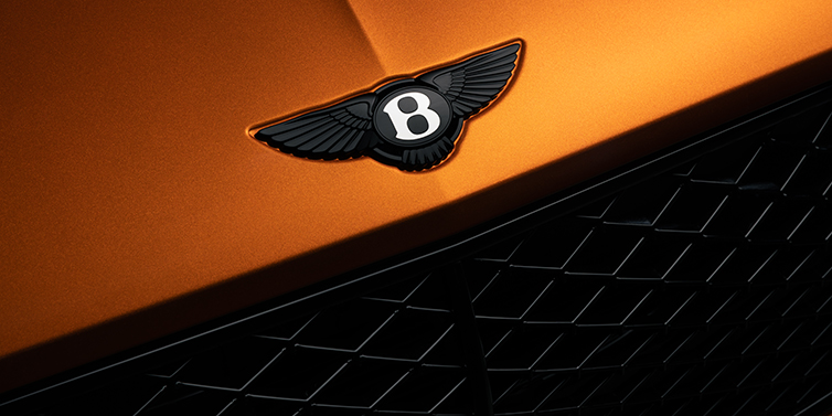 Bentley Hamburg Bentley Continental GT coupe bonnet close up with black Bentley Wings bonnet badge