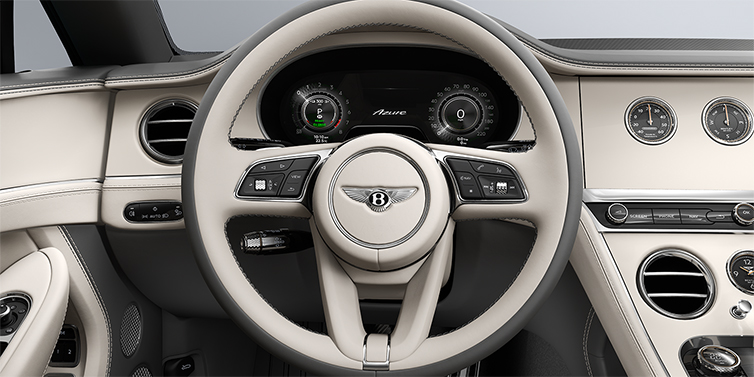 Bentley Hamburg Bentley Continental GTC Azure convertible steering wheel in Linen and Gravity Grey hides