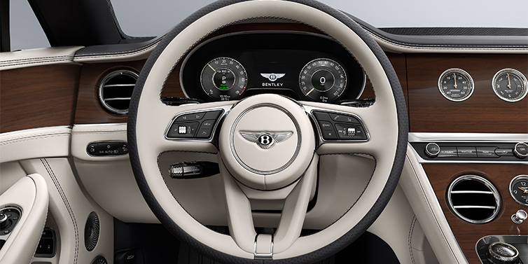 Bentley Hamburg Bentley Continental GTC convertible steering wheel in Linen and Imperial Blue hides