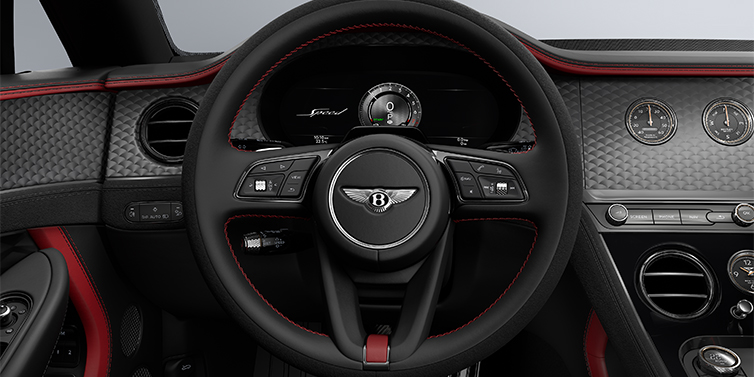 Bentley Hamburg Bentley Continental GTC Speed convertible steering wheel in Hotspur red and Beluga black hides