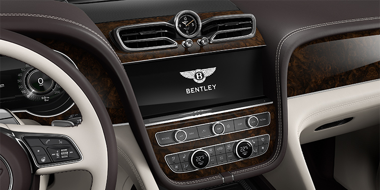 Bentley Hamburg Bentley Bentayga EWB Azure SUV centre console detail showing Bentley Wings