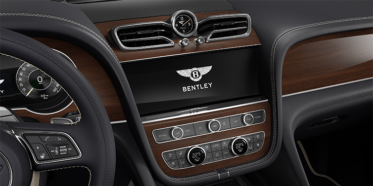 Bentley Hamburg Bentley Bentayga EWB SUV centre console detail showing Bentley Wings