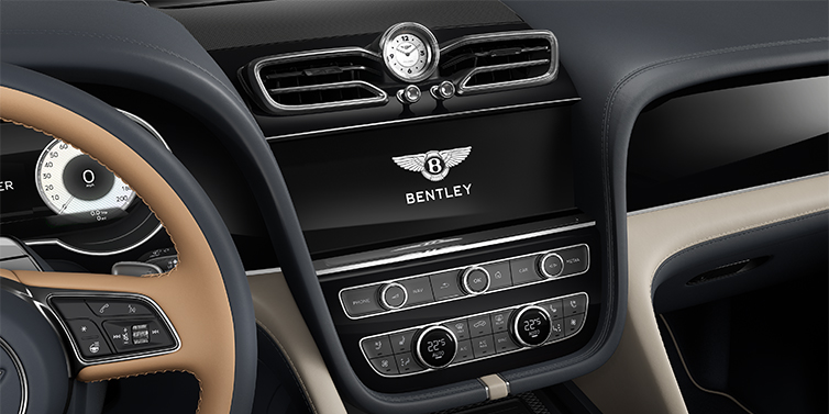 Bentley Hamburg Bentley Bentayga EWB Mulliner SUV centre console detail showing Bentley Wings