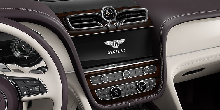 Bentley Hamburg Bentley Bentayga Azure SUV centre console detail showing Bentley Wings