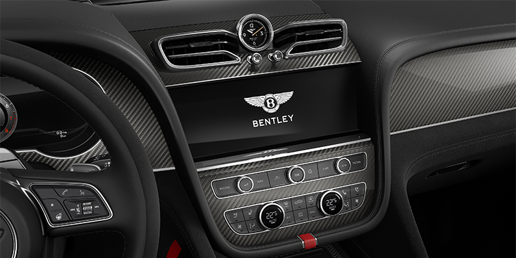 Bentley Hamburg Bentley Bentayga Speed SUV centre console detail showing Bentley Wings